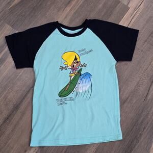 90s Looney Tunes Speedy Gonzales Vintage Blue Beach Graphic T Shirt Kids Youth L